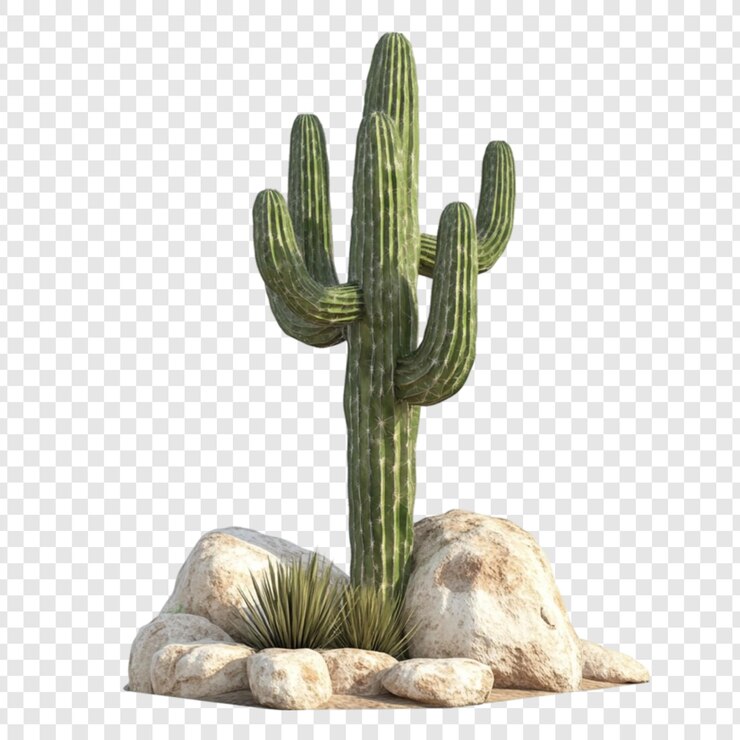 PSD saguaro cactus deserto paisagem rochas planta verde