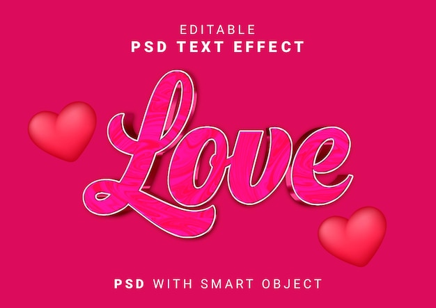 Saint-Valentin 3d effets de style de texte PSD