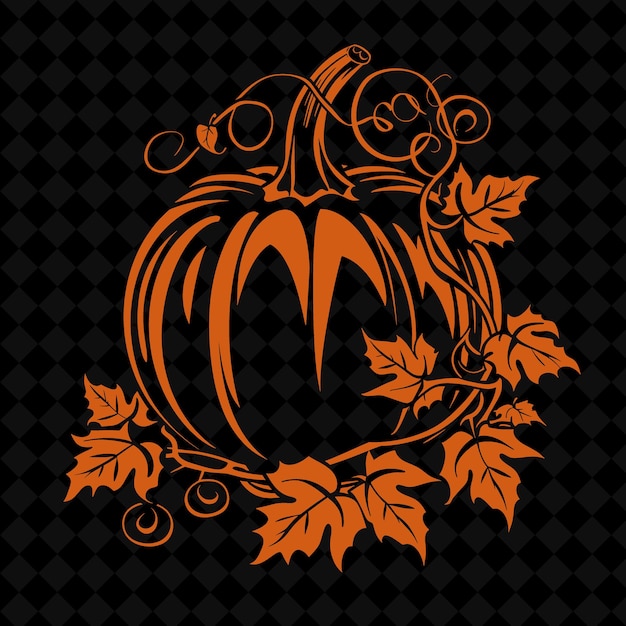 PSD saisonal ivy pumpkin logo mit dekorativen schnitzereien und autum creative plant vector designs