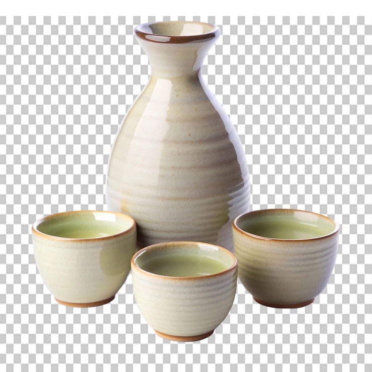 PSD sake colocado sobre un fondo transparente