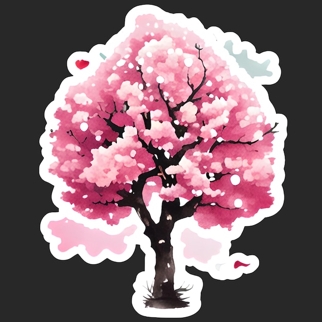 PSD sakura tree design ilustração clipart