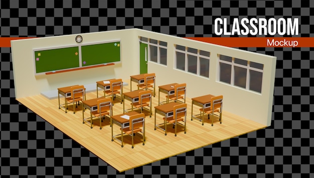 Sala de aula 3D para modelo de escola