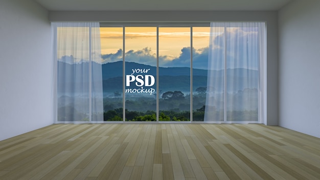 PSD sala de estar de design de interiores com maquete de quadro e vista maquete