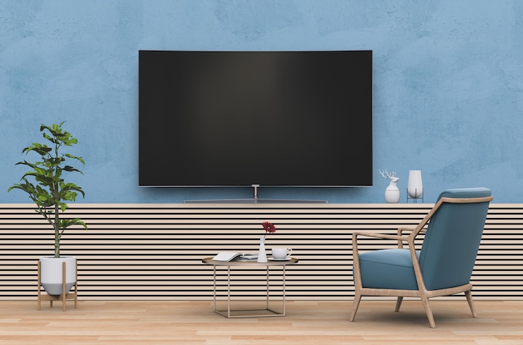 PSD sala de estar interna com smart tv