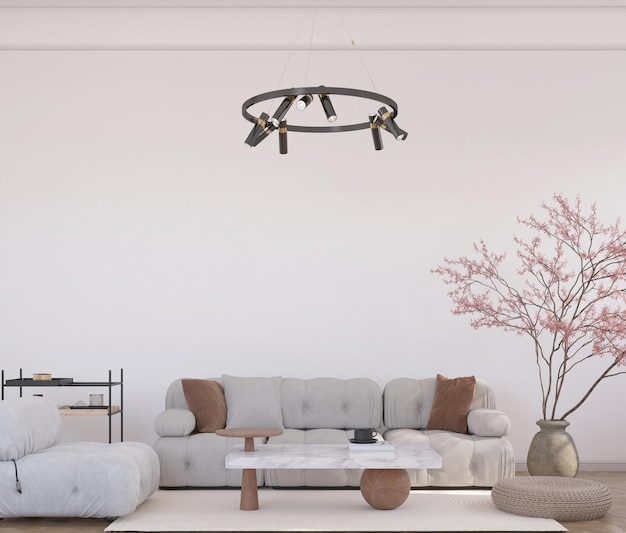 sala de estar moderna com maquete de parede