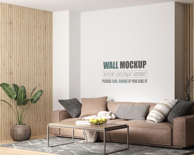 Sala de estar projetada com maquete de parede estilo americano