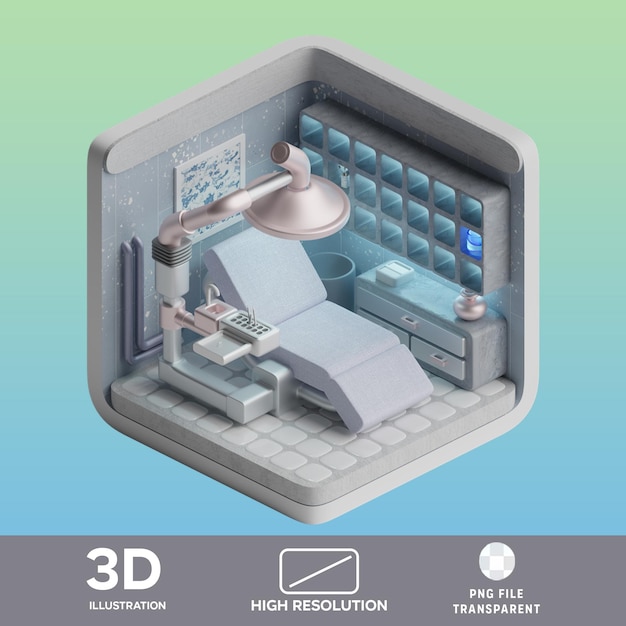 Sala de odontologia PSD Ilustração 3D