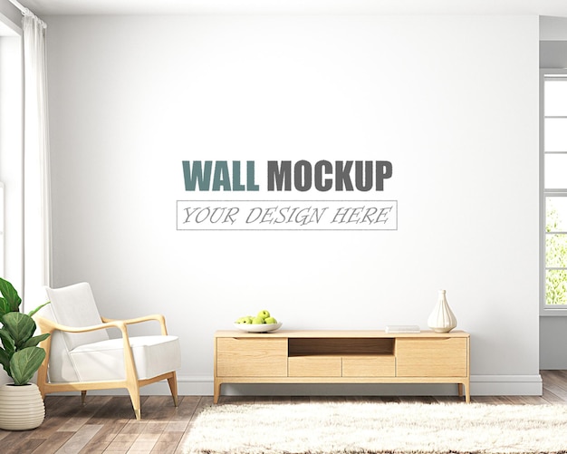 La sala de estar está decorada en un estilo moderno e inundada de luz Maqueta de pared
