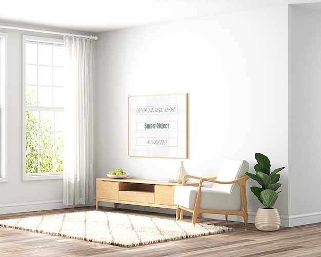 La sala de estar está decorada en un estilo moderno e inundada de luz Modelo de marco