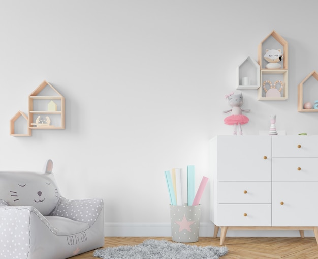 Sala infantil com prateleiras e brinquedos