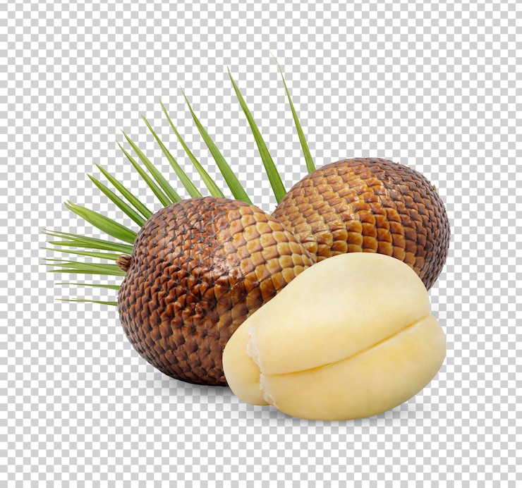 PSD salacca or zalacca fruit with leaves isolated premium psd