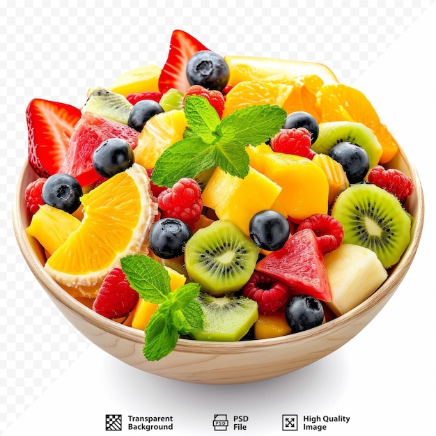 PSD salada de frutas colorida em fundo isolado branco