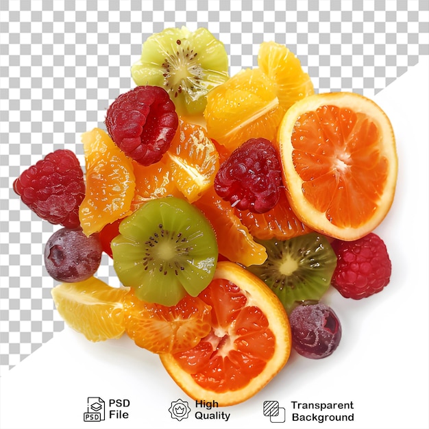 PSD salada de frutas frescas transparentes com fundo transparente