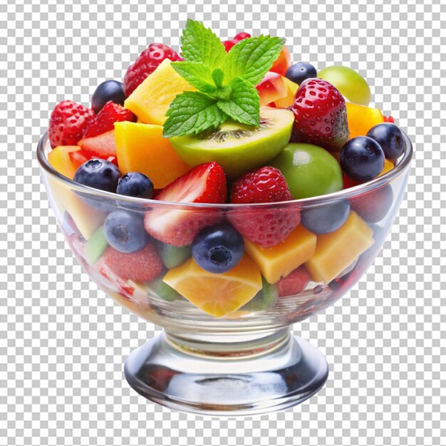 PSD salada de frutas num vaso de vidro