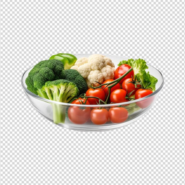 PSD salada de vegetais isolada em branco