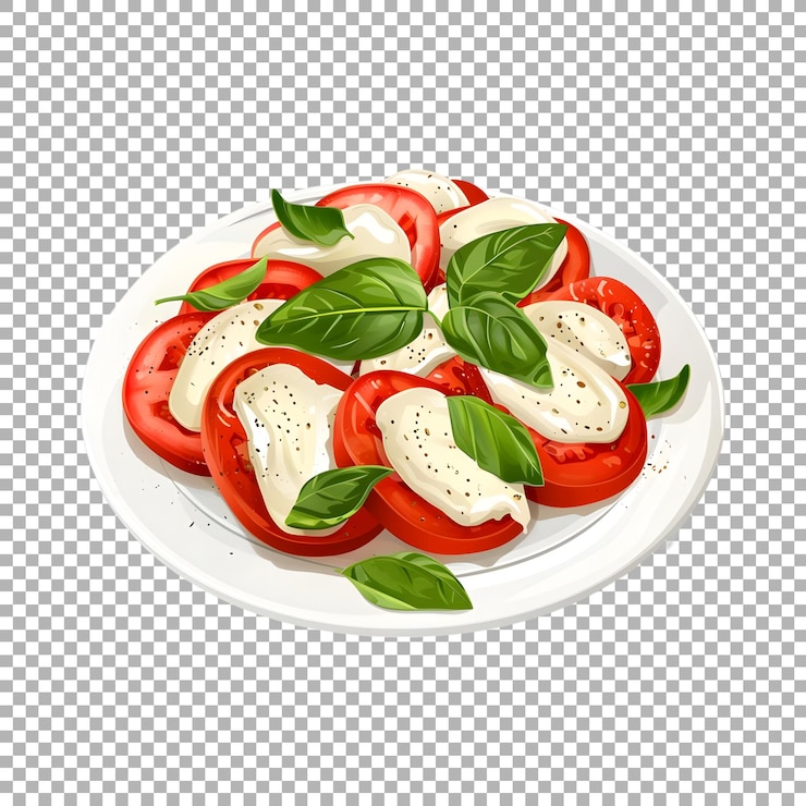 PSD salada italiana de caprese en un fondo transparente generada por ai
