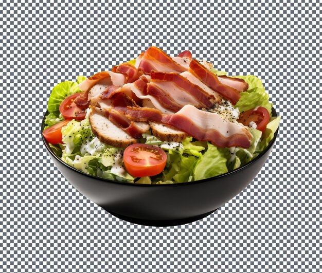 Salada de pavo fresca y deliciosa aislada sobre un fondo transparente