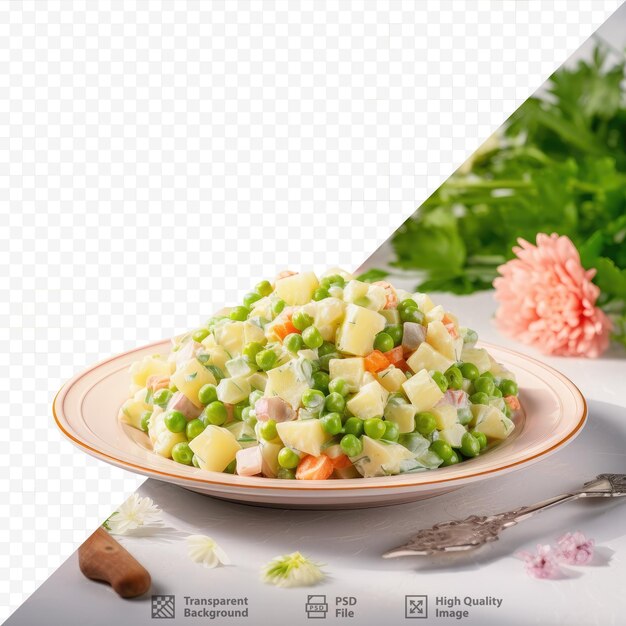 PSD salada russa tradicional feita com vegetais também conhecida como salada olivier