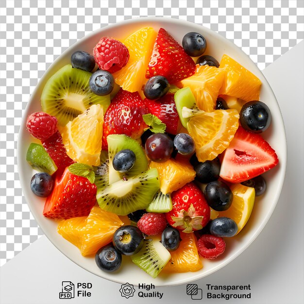 PSD salade de fruits frais et transparents avec un fond transparent