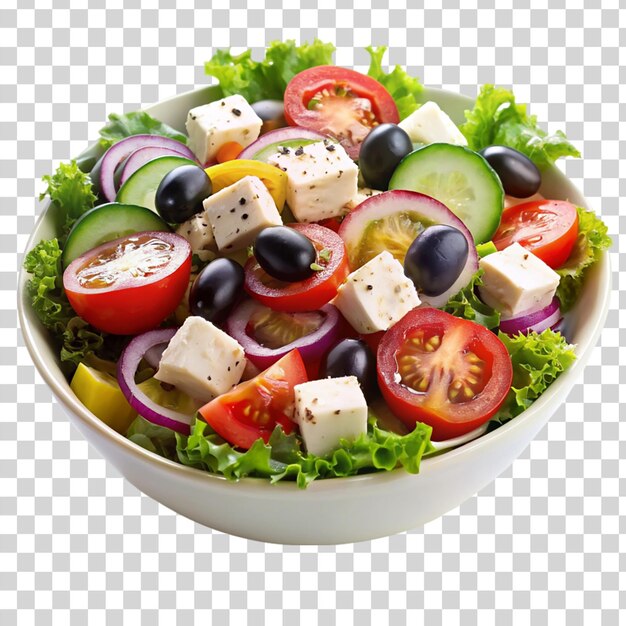 PSD salade grecque avec feta sur fond transparent