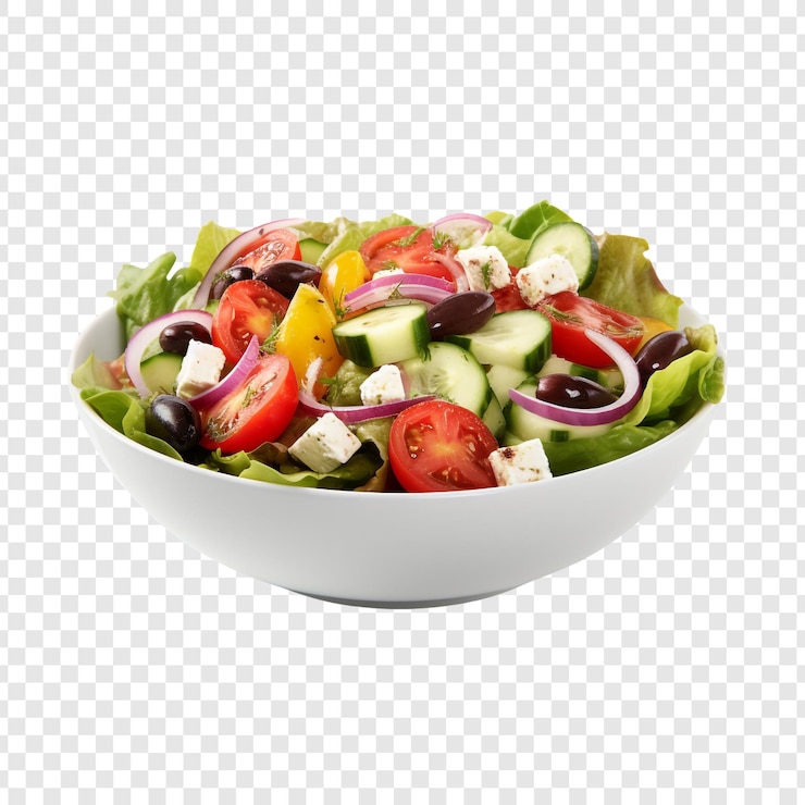 PSD salade grecque isolée sur un fond transparent