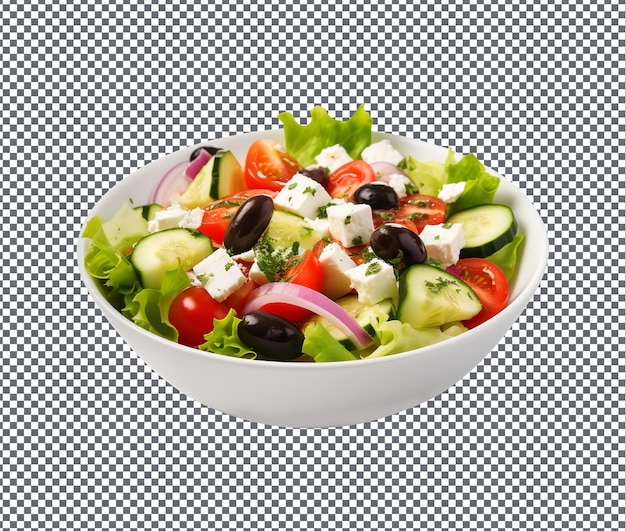 Salade grecque naturelle et fraîche isolée sur fond transparent