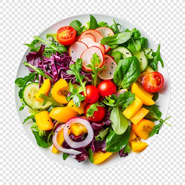 salade de légumes dans une assiette isolée sur un fond transparent