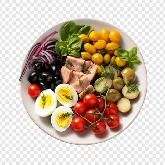 PSD salade de nicoise isolée sur un fond transparent