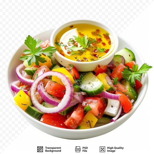 PSD salade d'oignon à l'huile avec sauce d'olive cette salade est végétalienne ou végétarienne