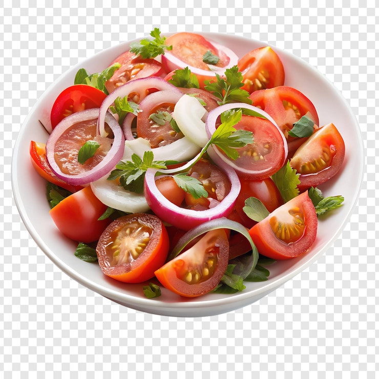 PSD salade de tomates et d'oignons fraîches