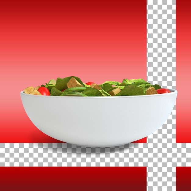 PSD salade verte à la tomate et légumes frais isolés
