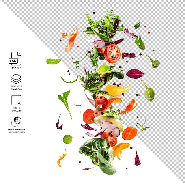Salade volante isolée sans fond