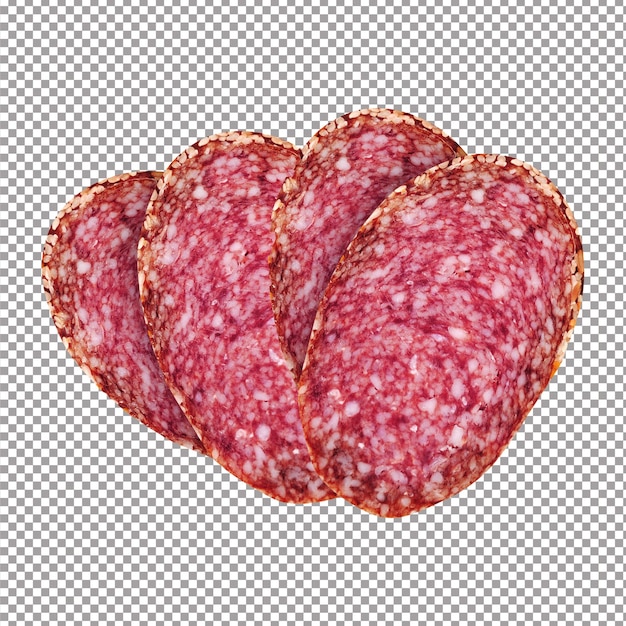 Salami-Schnitte, isoliert auf Weiß