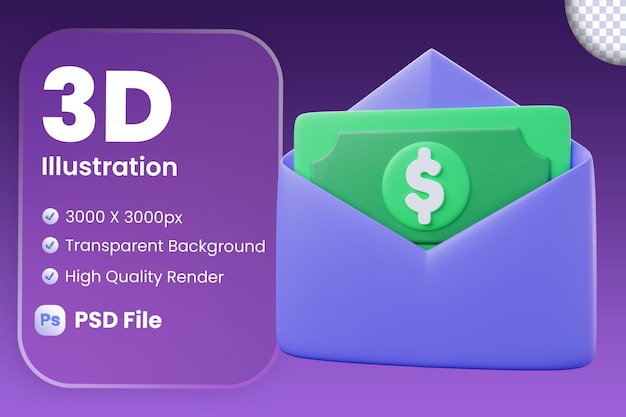PSD salário ícone 3d