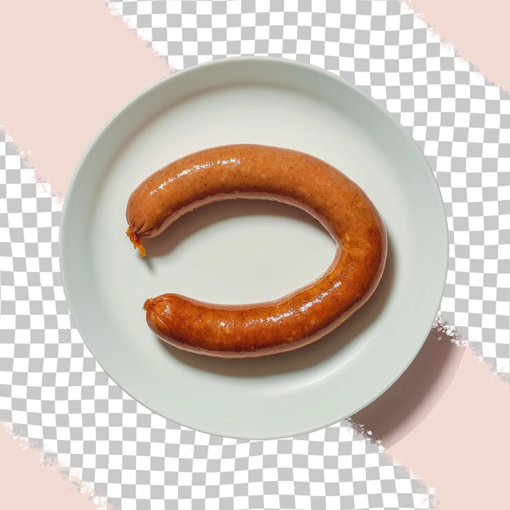 PSD una salchicha en un plato con la letra g en ella
