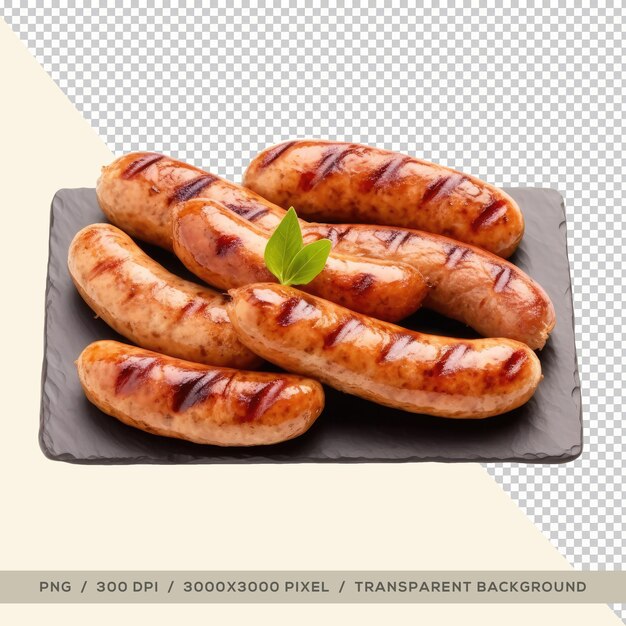 Salchichas bratwurst alemanas a la parrilla fondo transparente