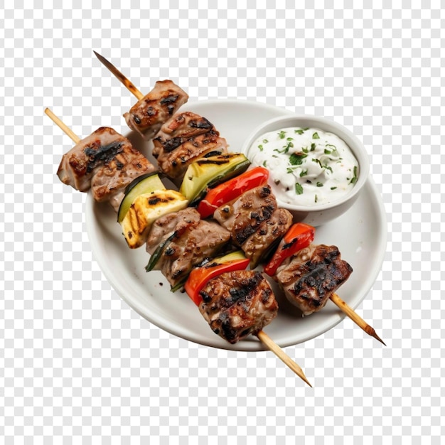 Salchichas de cordero souvlaki a la parrilla con pan de pita y tzatziki