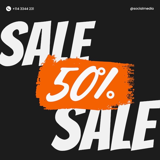 SALE 50 OFF Instagram Post Template Psd Design Promoção em mídias sociais Layout de venda