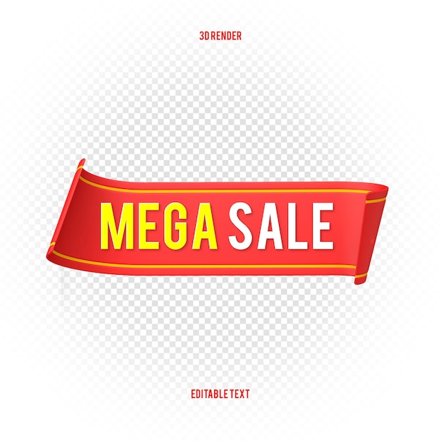 Sale Banner Tag Sonderangebot Big Sale Banner Rote Bänder Tags und Aufkleber 3D-Rendering