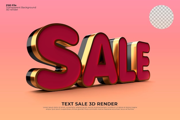 PSD sale letter 3d render für shop rote farbe