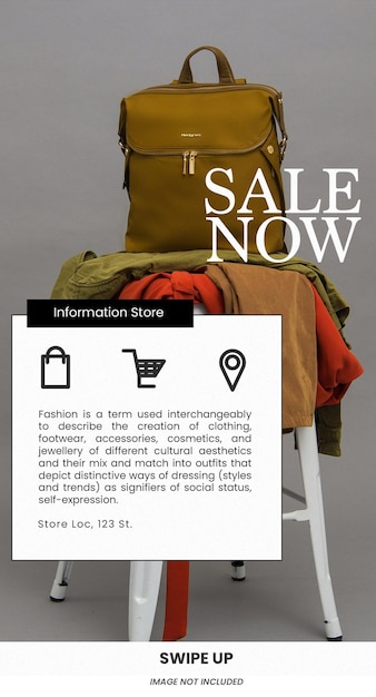sale now Fashion Sale Instagram Stories template PSD design social media banner layout theme red
