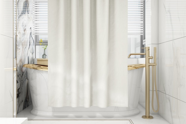salle de bain élégante et réaliste avec baignoire