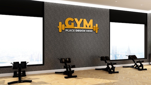 Salle De Gym Moderne Avec Maquette De Logo Coloré