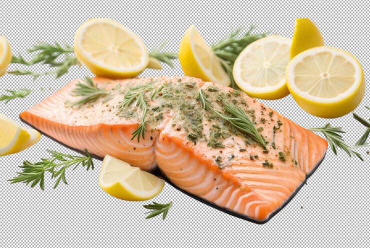 PSD el salmón de hierba de limón es perfecto para una cena ligera.