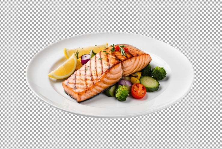 PSD salmón a la parrilla con salsa de aguacate y cilantro