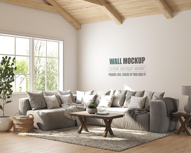 Le salon est conçu dans le style américain Wall mcokup