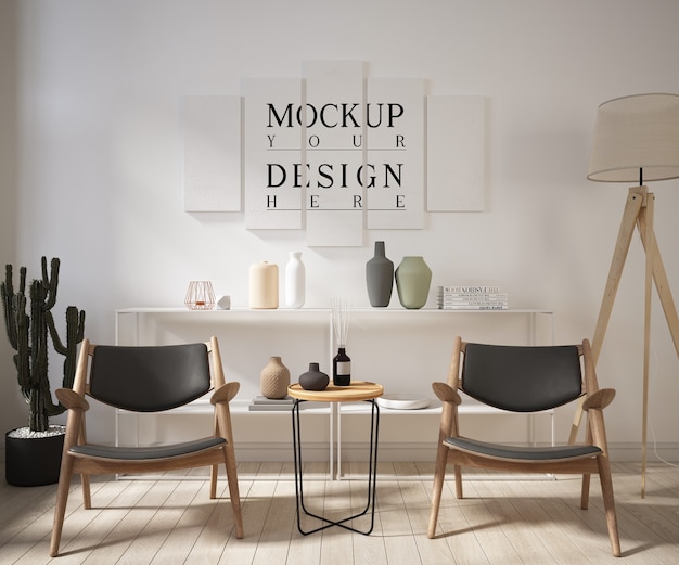 Salon Avec Maquette Affiche Et Fauteuils