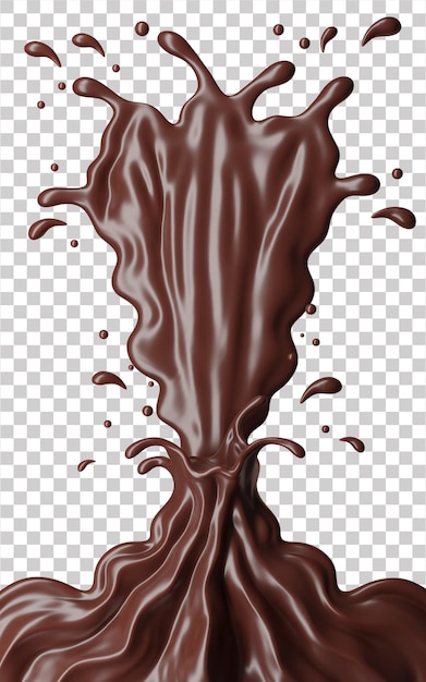 Salpicadura de chocolate con trazado de recorte, representación 3D, ilustración 3D psd premium