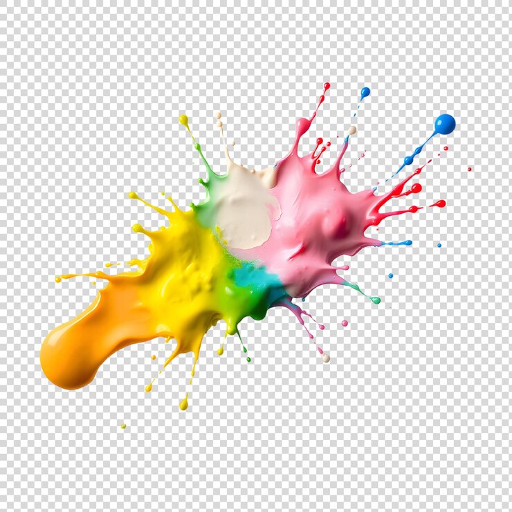 PSD una salpicadura colorida de líquido coloreado y coloreado con diferentes colores y una salpicatura de color