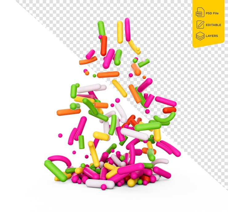 PSD una salpicadura colorida que cae sobre un fondo blanco ilustración en 3d